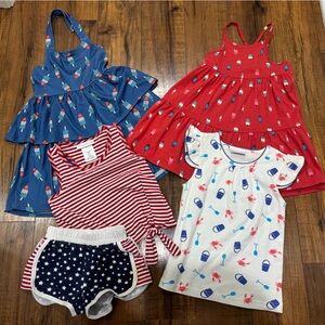 Bundle 4th of July Red White Blue Bomb Pop Girls 4T Dresses Shirts & Shorts